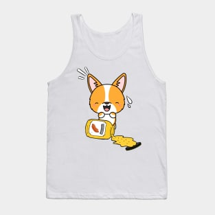 Cute Corgi Spilled a jar of mustard sauce Tank Top